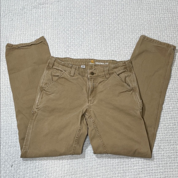 Women’s Carhartt Tan Lightweight Original Fit Cargo Work Pants Size 8Tall - Picture 3 of 16